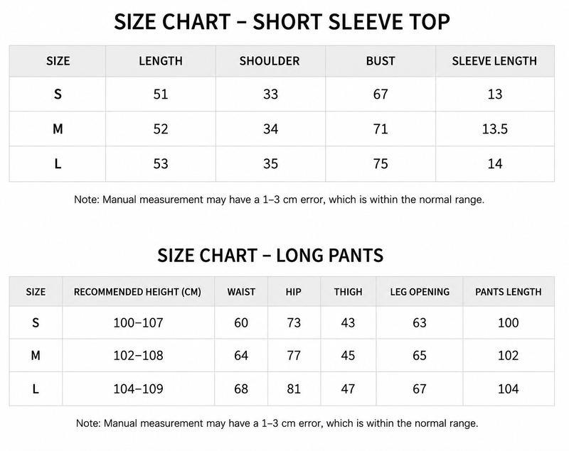 Liiv short-sleeve cap training shirring pants set (LONG PANTS)