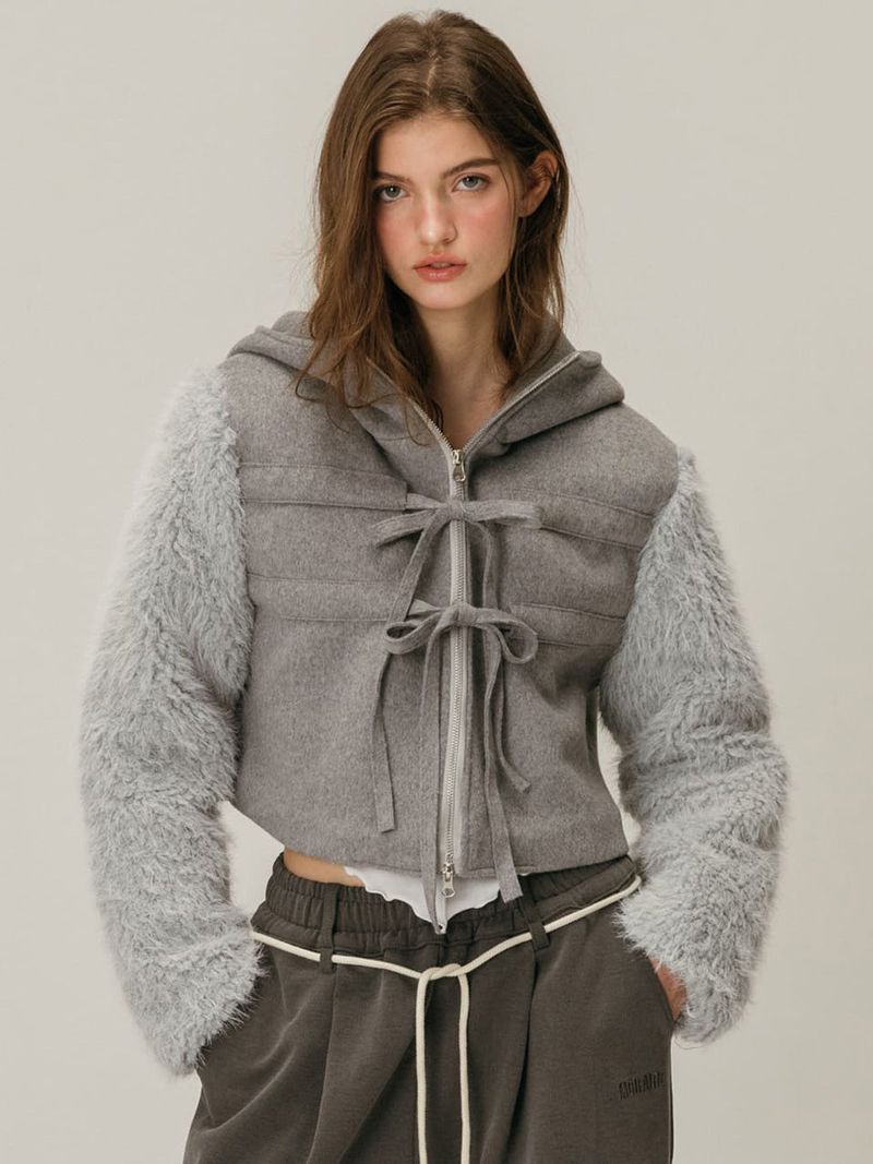 SHEARLING WOOL COAT / GREY