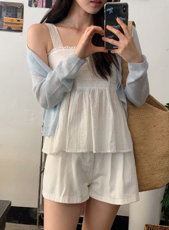 Two Pintuck Cotton Shorts (3color)