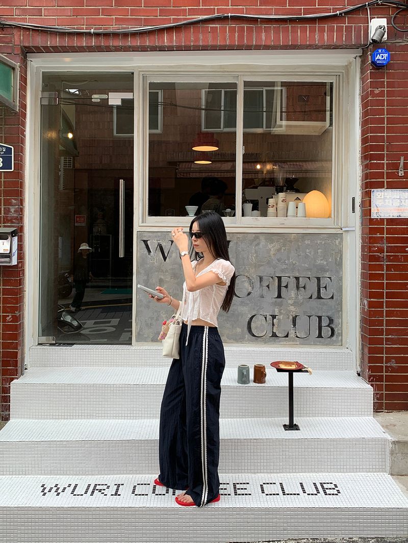 [MADE] Rollton nylon lace track bendable pants