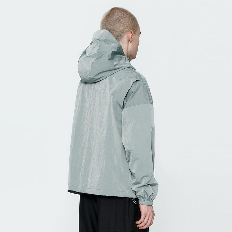 Crinkle Hood Wind Jumper Green
