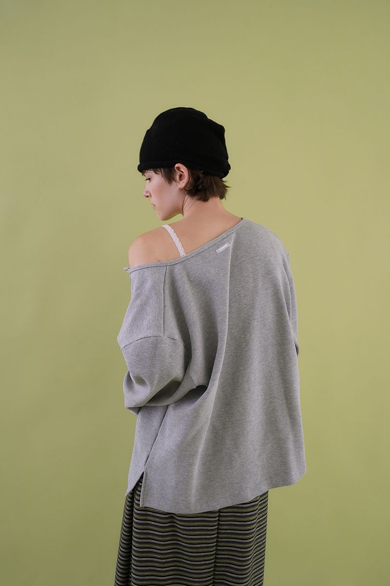 Waffle button t-shirt_gray