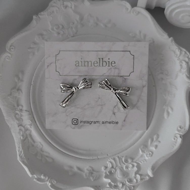 [Choi Yena, IVE Leeseo Piercing] Dalia Ribbon Piercing - Silver Color
