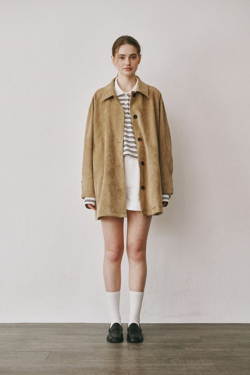 Suede half coat (Beige)