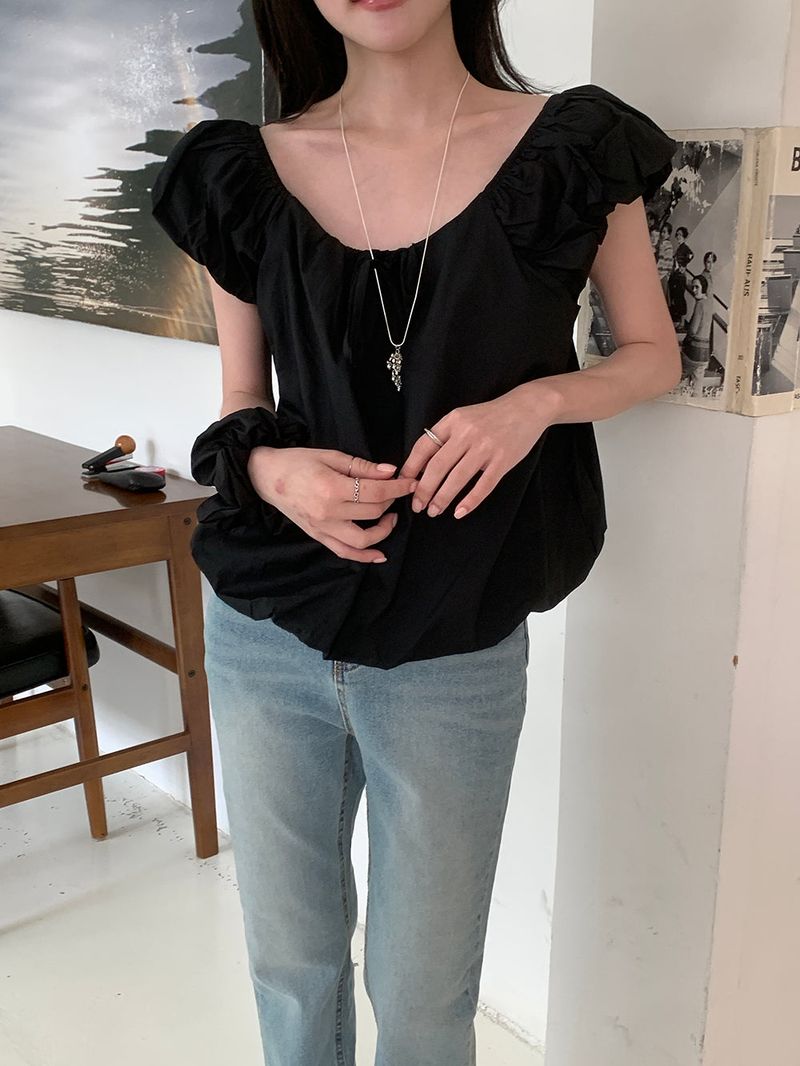 [MADE] Weare Ribbon Puff Blouse
