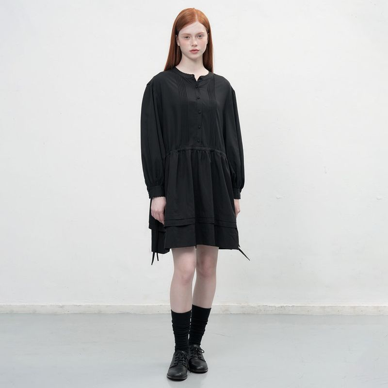 GENERAL IDEA（ジェネラルアイディア）の「ダブルフレアストリングワンピース [BLACK]（Dresses）」