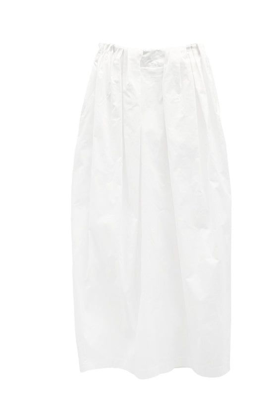 Boxy Pleated Cotton Balloon Long Skirt
