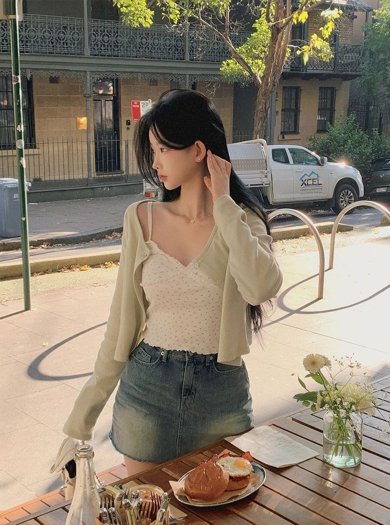 [BELLIDE MADE] FLOWER PATTERN LACE sleeveless camisole