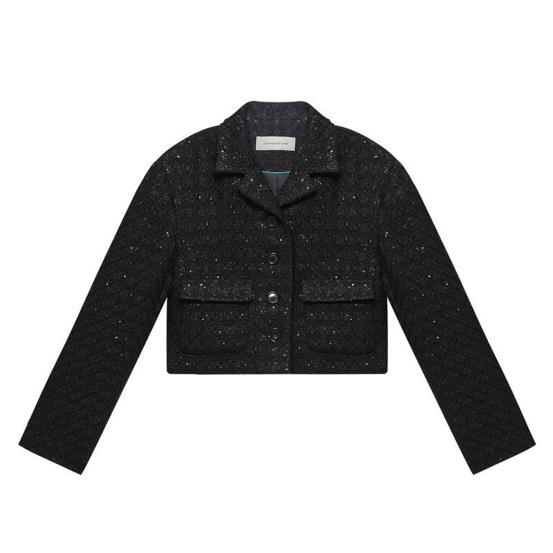 Sequinned cropped tweed jacket