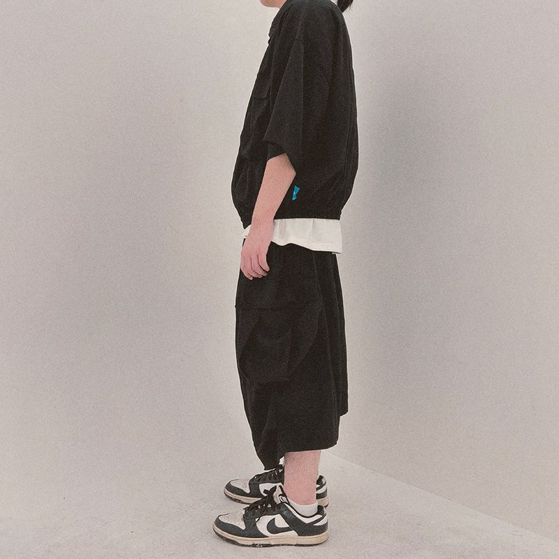 street shape shortsleeve zipup_black