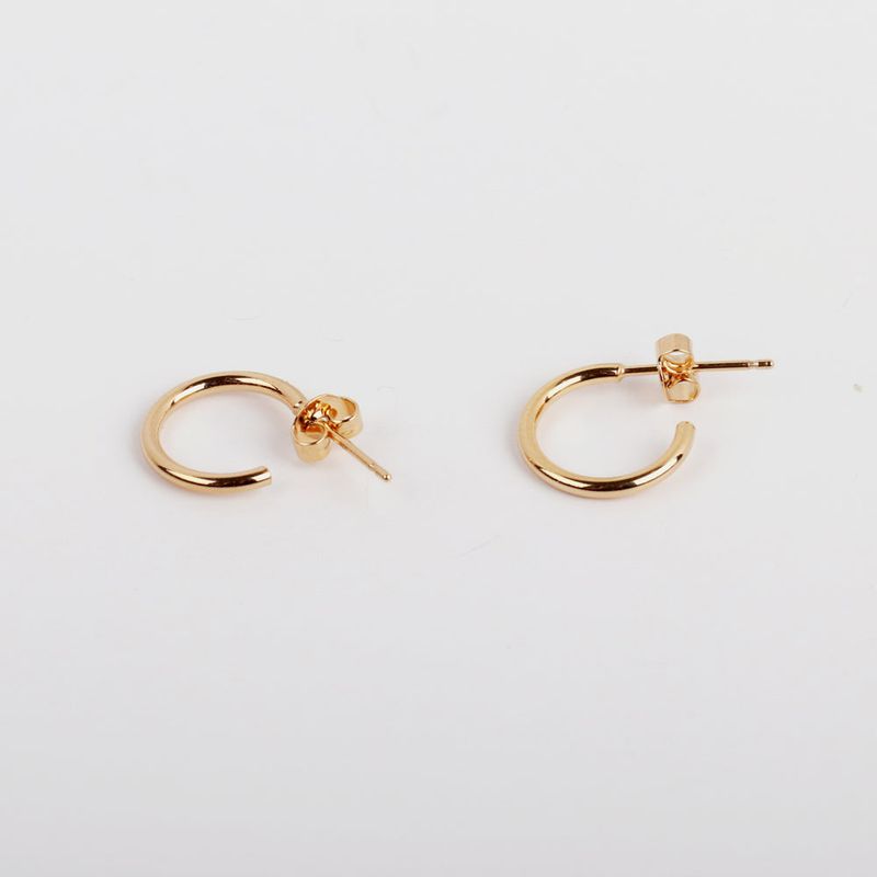 silver open ring earring (925 silver+18k gold plating)