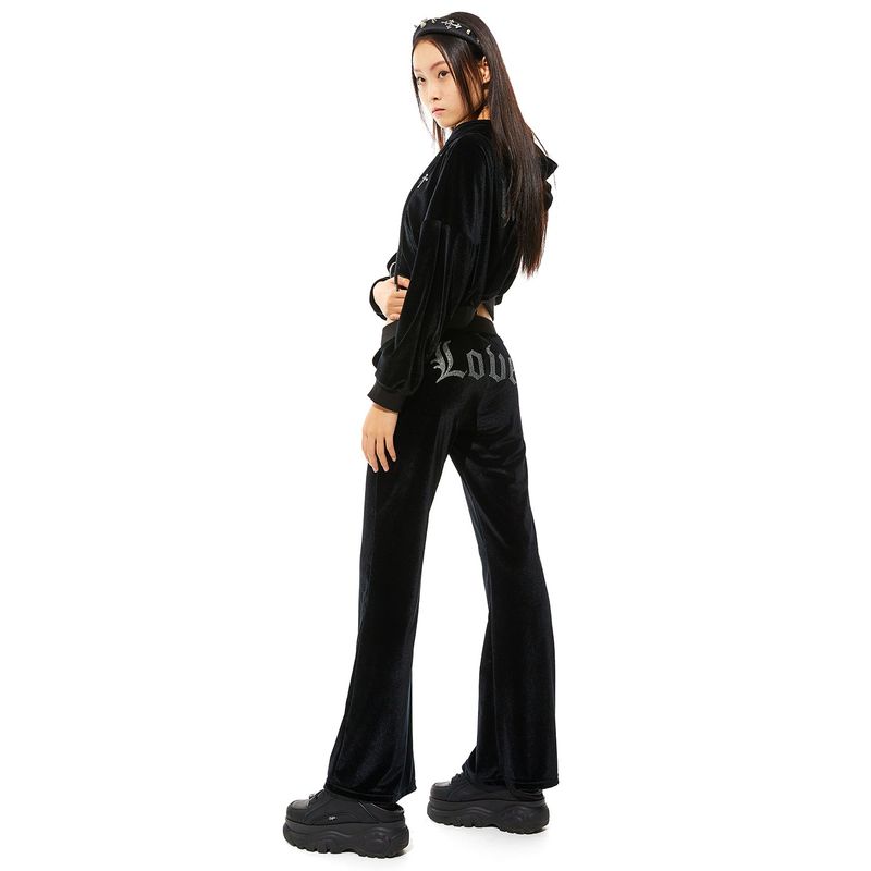 0 3 LOVE Velvet string pants - BLACK