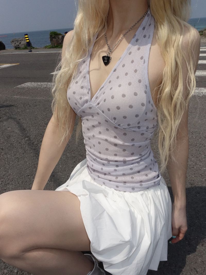 dot halter sleeveless