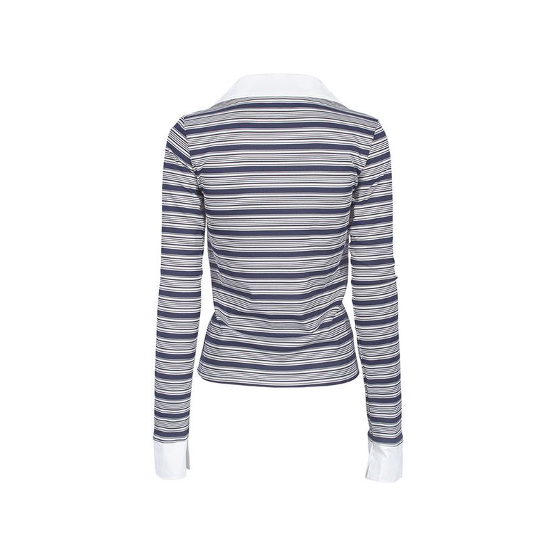 SHIRT LAYERED STRIPE TOP_Navy