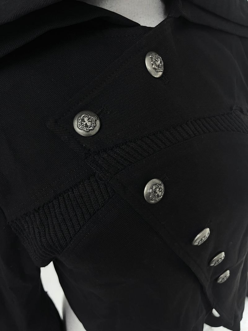 diagonal button color block jacket