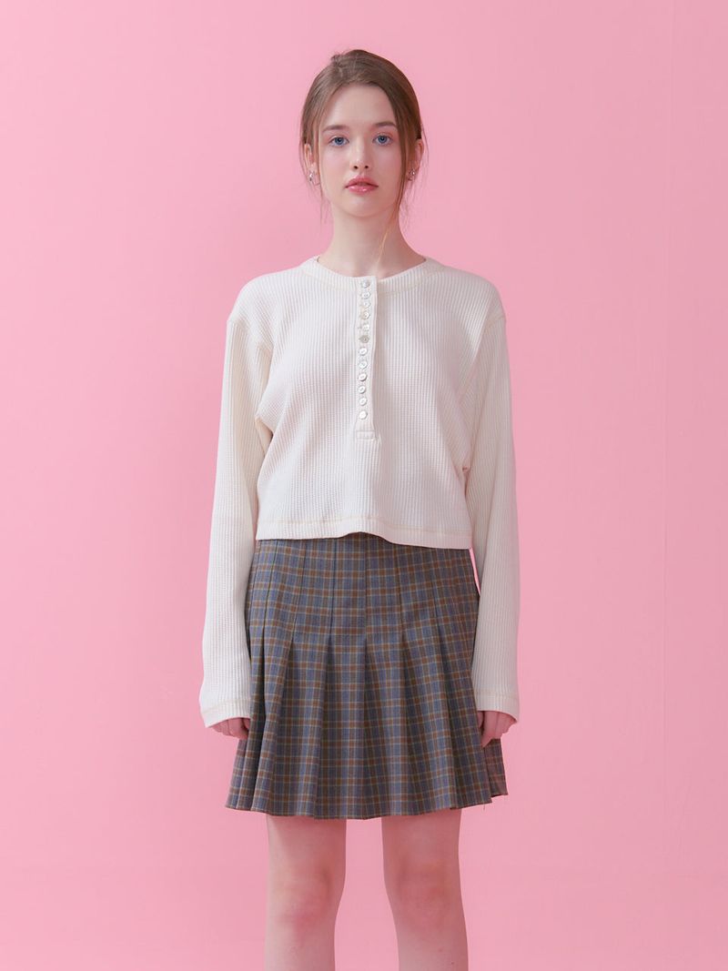 WAFFLE CROP T-SHIRT_CREAM