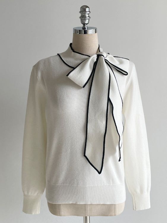Coco Color Matching Line Tie Knit