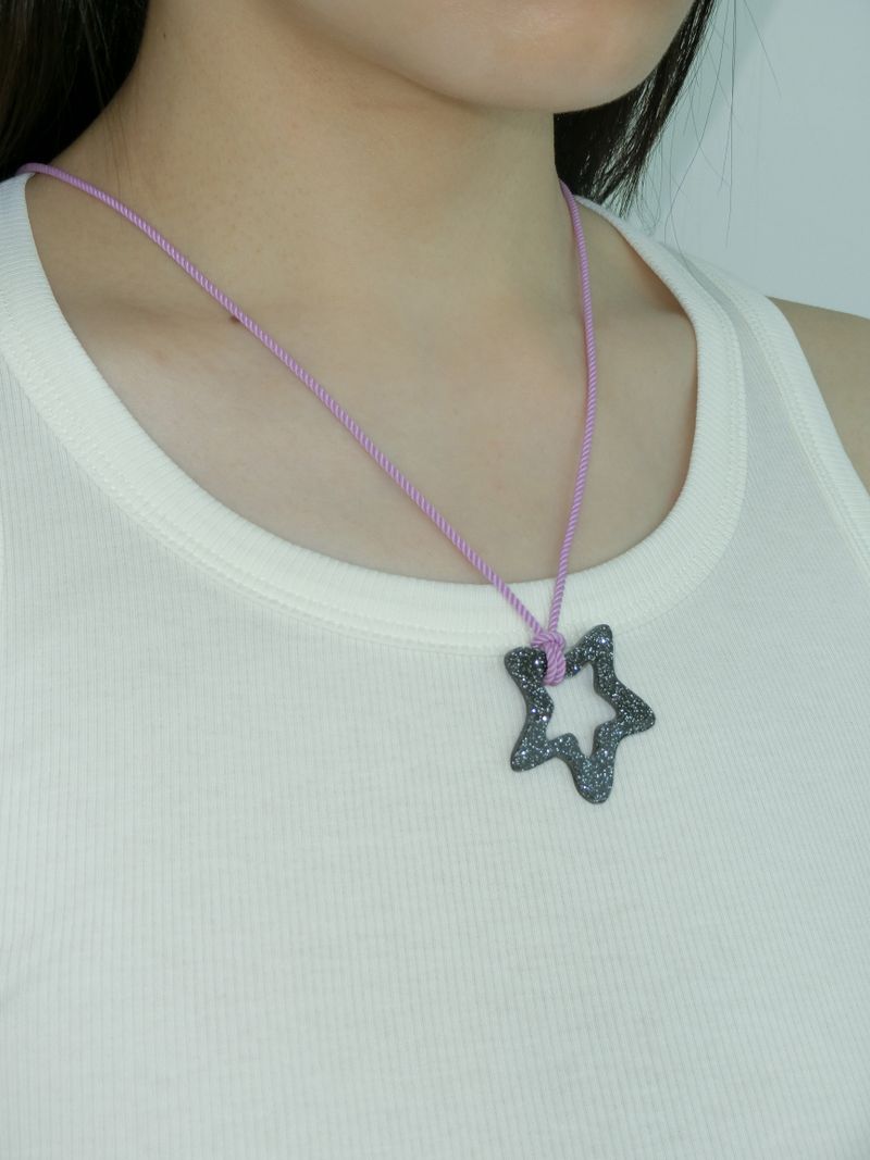 Glitter Necklace-black/star
