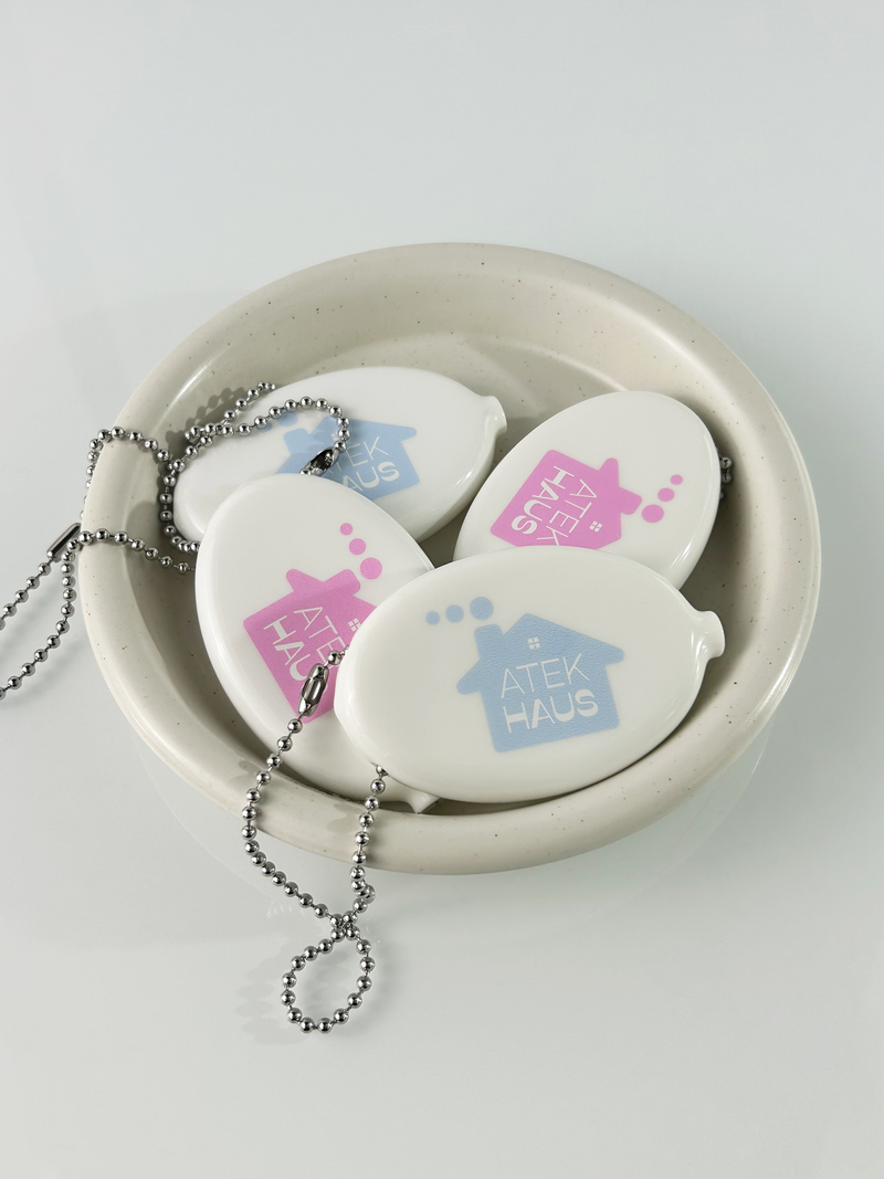 House Rubber Coin Wallet Keyring(Pink)