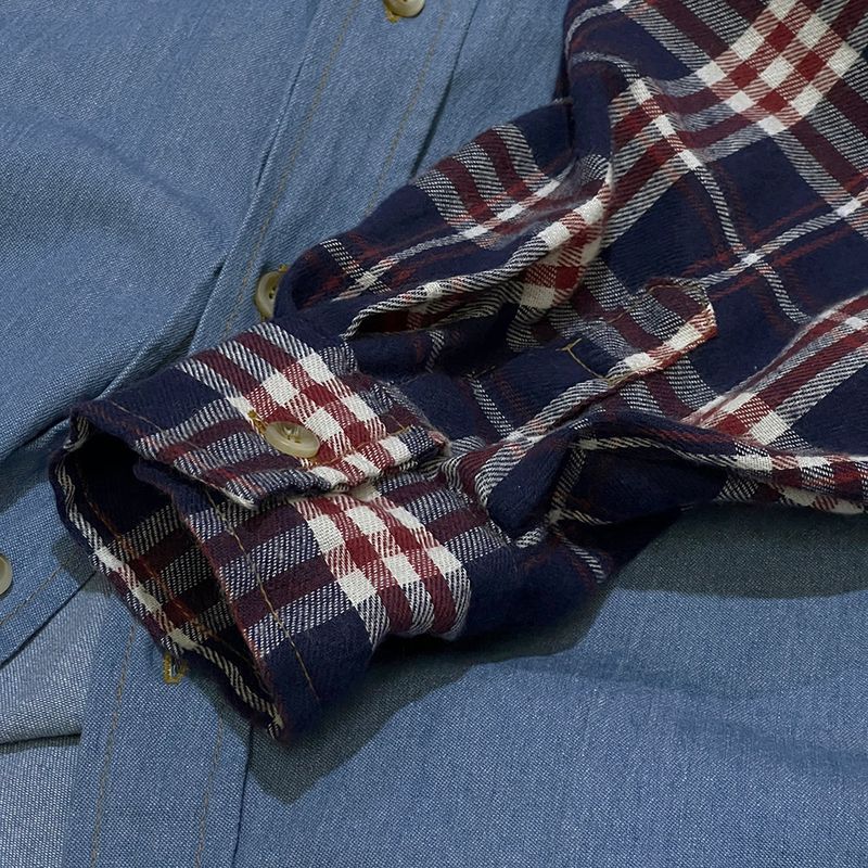 check block denim shirt_blue