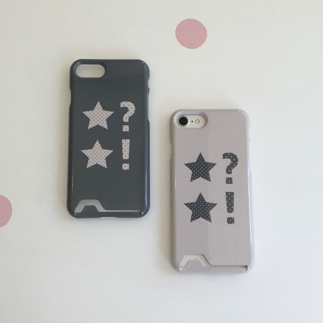 Dot Star Light Gray Card Wallet Glossy Hard Case