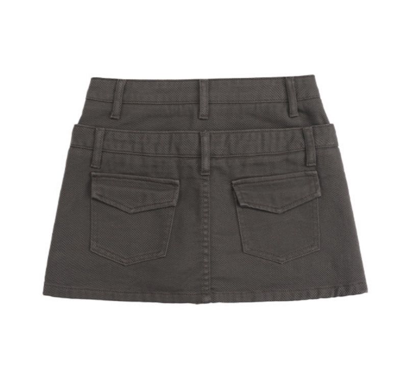 Double Waist Denim A-Line Mini Pants Skirt