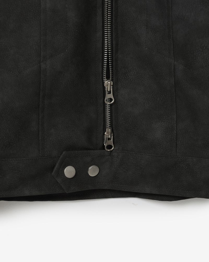 vegan leather biker jacket [ natural black ]