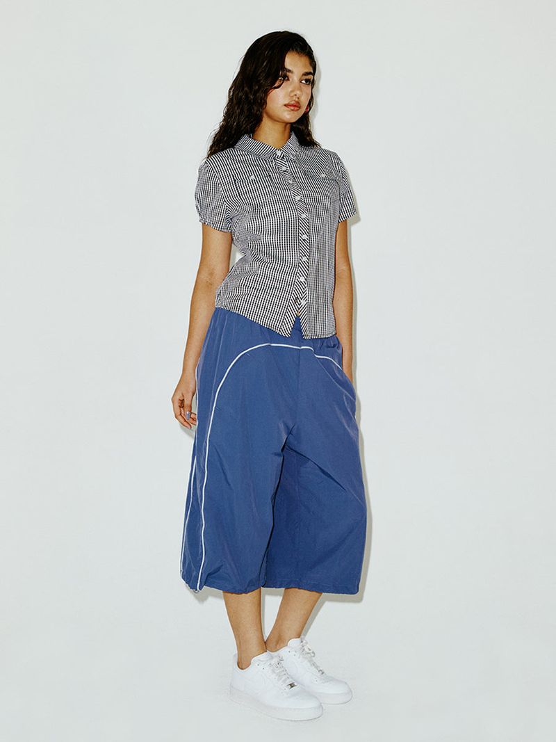 CHECK BLOUSE NAVY