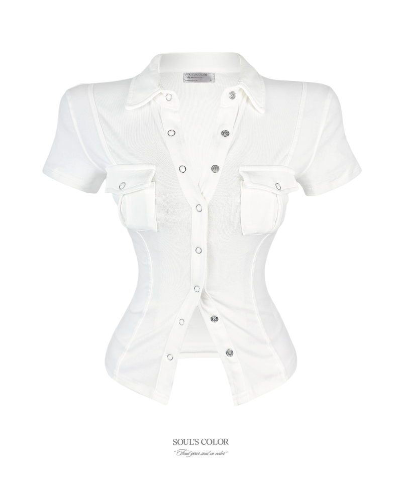 [MADE] VIVIEN SNAP POCKET SHIRT (4color)