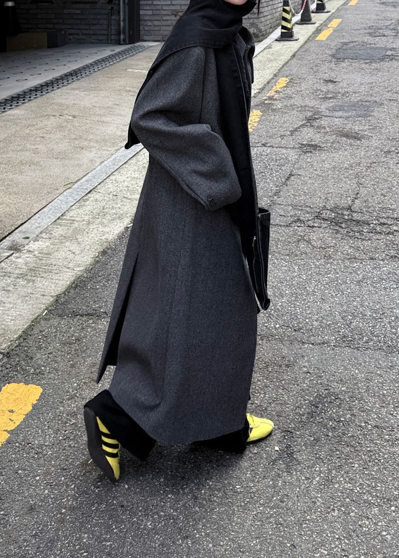 WOOL HIGHNECK LONG COAT