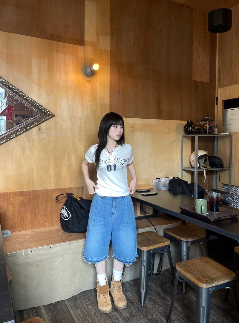 Vintage ten snap ribbed t-shirts