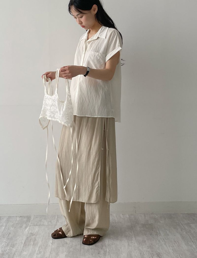 Wrinkle Wrap Layered Wide Pants