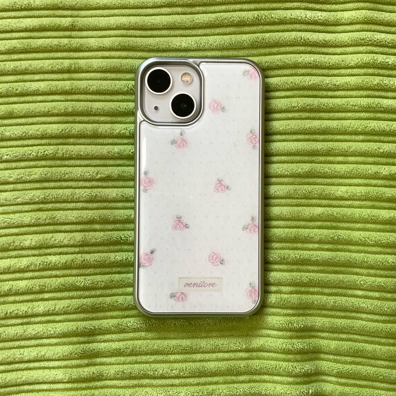 [MADE][Glass Silver Bumper Case]  Rose Stitch Knit Case