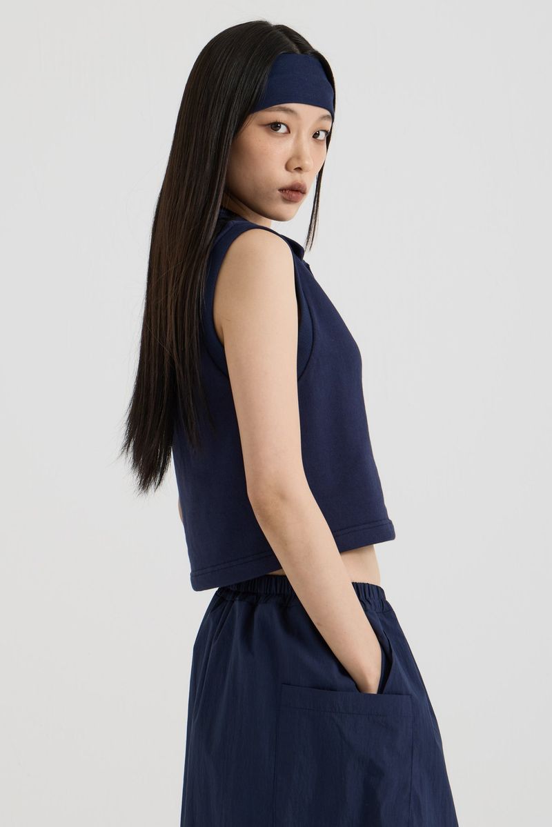Sleeveless collar vest, Navy