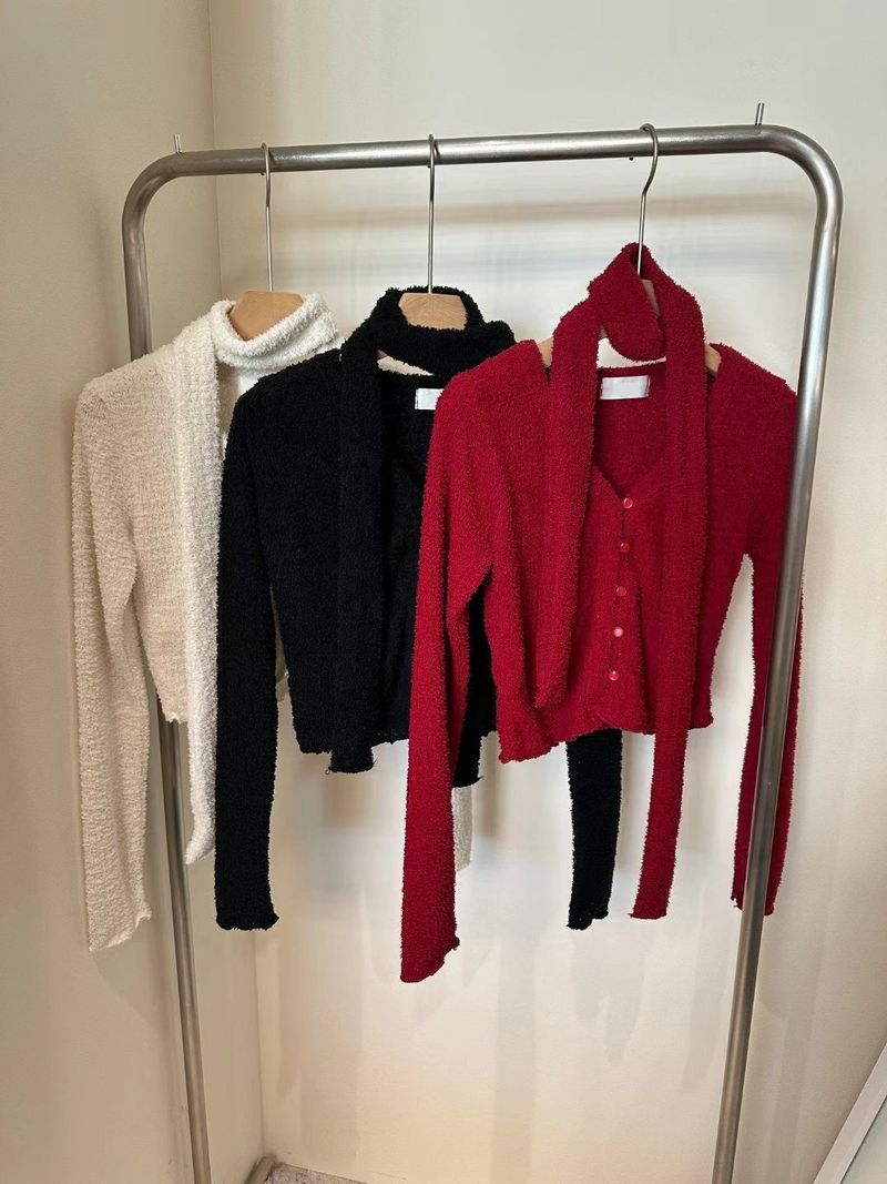 Coral Button Up Top (with skinny scarf)  - 3 colours