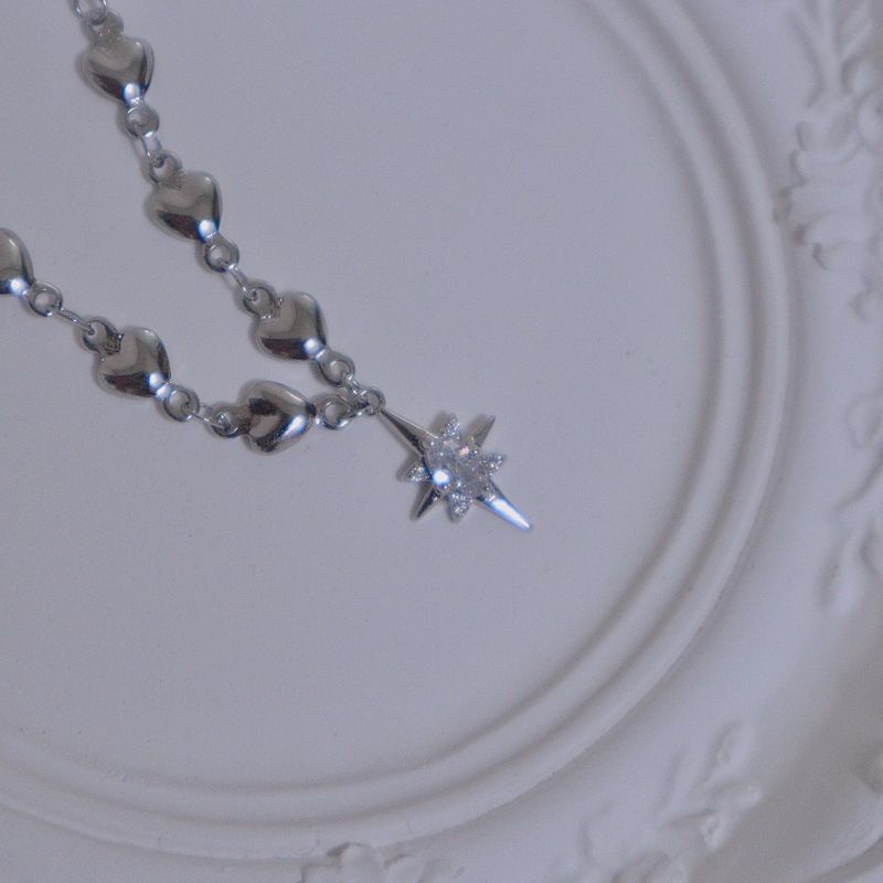 Crystal Heart White Jade Gemstone Necklace