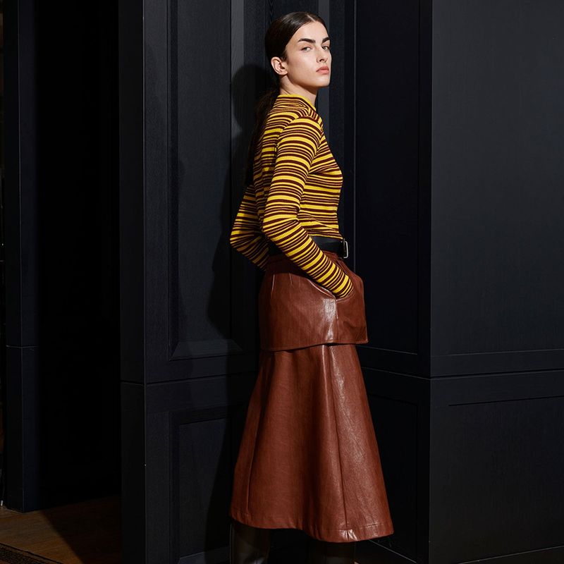  HANNAH POCKET SKIRT, TAN BROWN