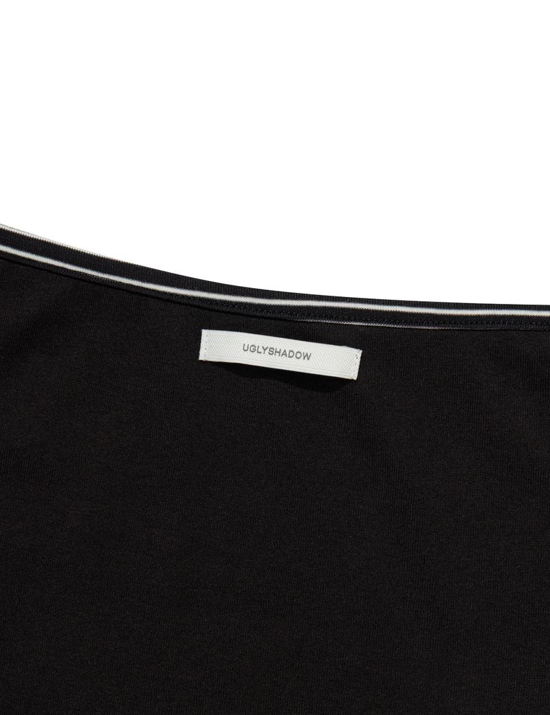ST FRILL CONTRAST SLEEVELESS(BLACK)