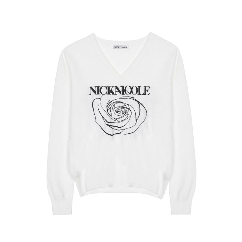 NICK&NICOLE（ニック＆ニコール）の「ニコルローズジャカードプルオーバーニット_アイボリー（トップス）」
