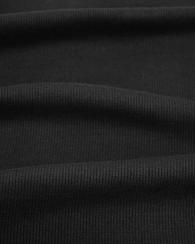 Pocket Henley Neck Ribbed Long Sleeve Black