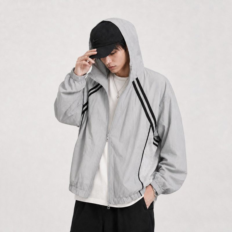 COZINESS(コジネス)の「OV 54517 Diagonal Line Hooded Windbreaker (2 colors)(Jackets/Outerwear)」