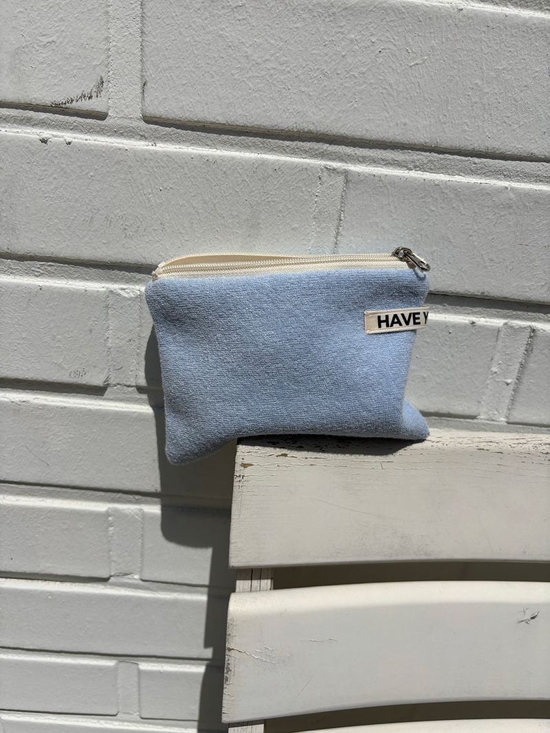 Terry flat pouch - sky blue , M size