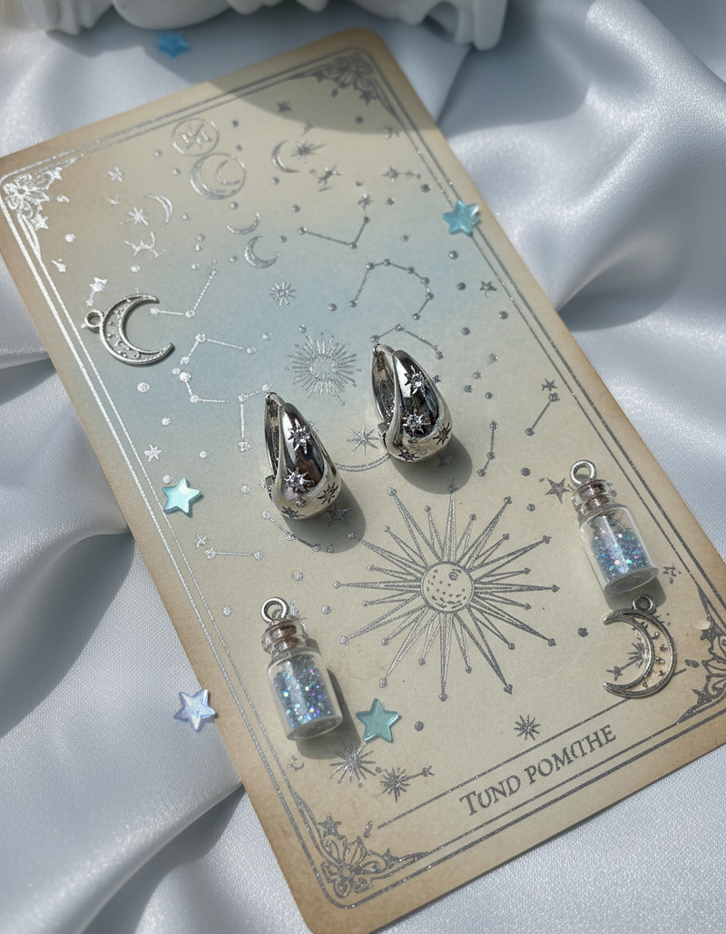 [ITZY Yuna Piercing] Tarot Star Huggies Piercing - Silver Color