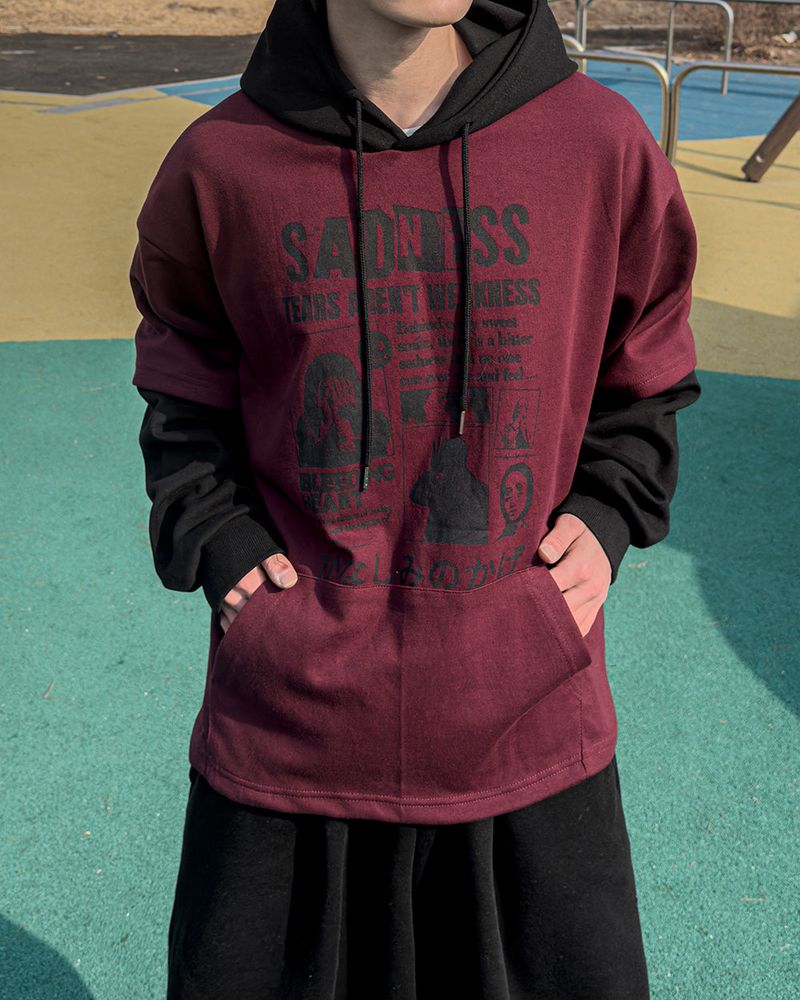 Sad Layered Oversized Hoodie