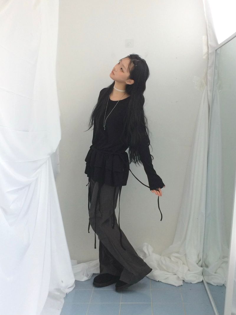 side strap frill dress