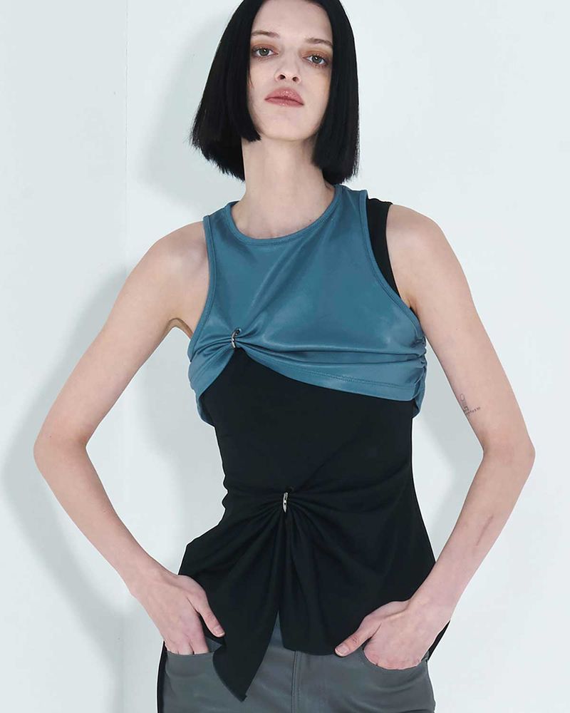 Chain Link Layered Top _ Teal