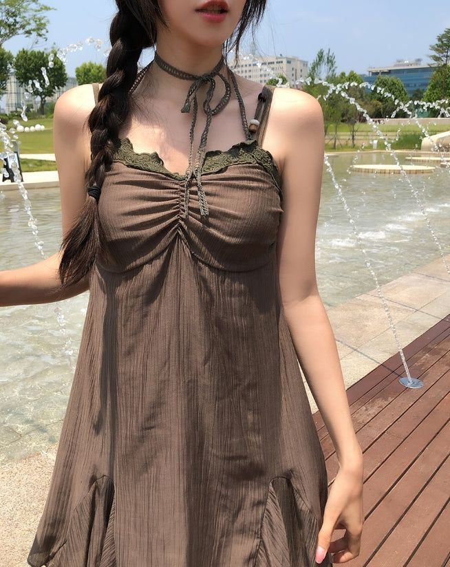 Moi Beads Halter Lace One Piece