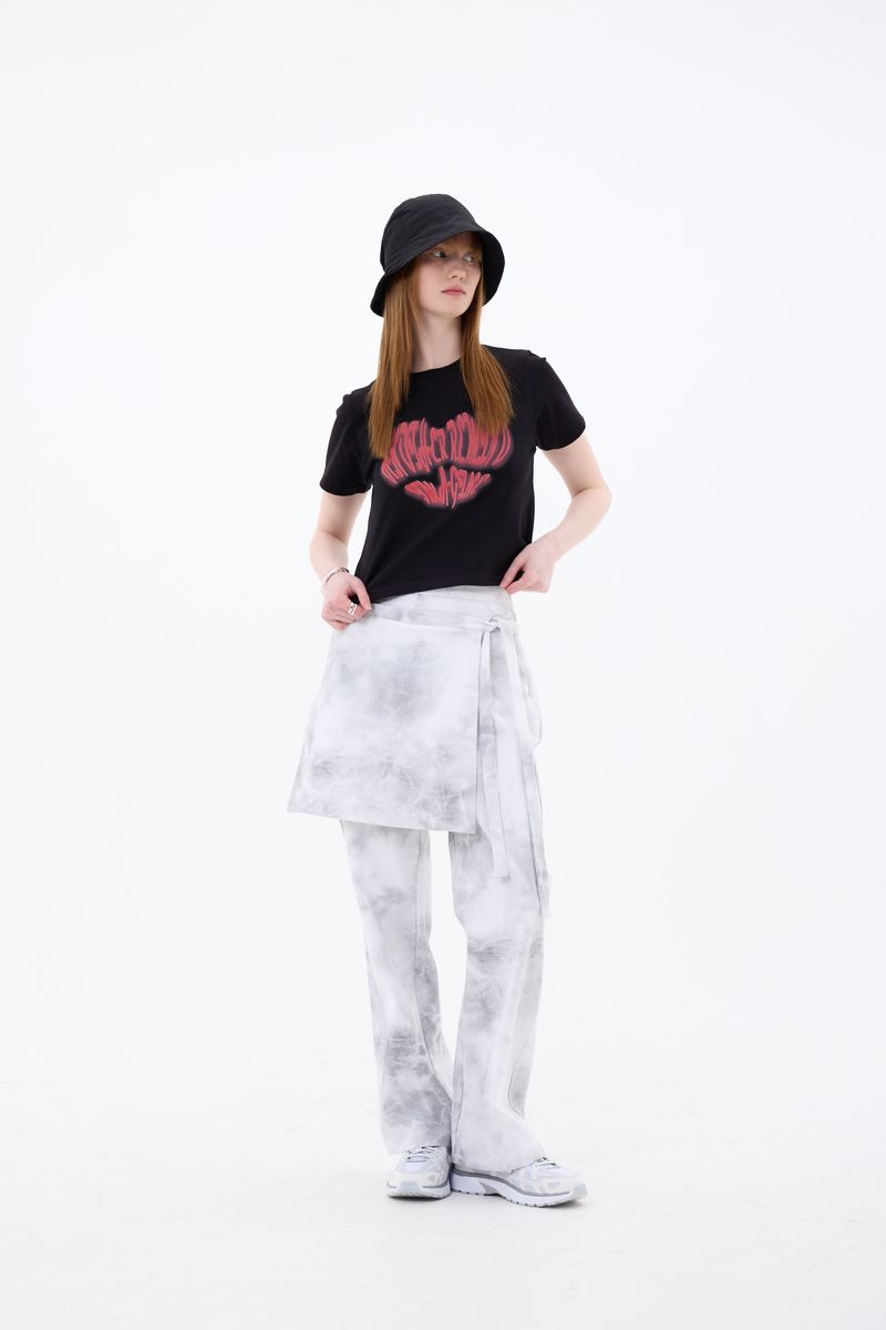 RAINDROP SKIRT PANTS / BLACK