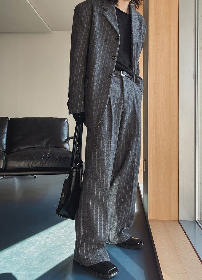 Ovening Stripe Wool Slacks
