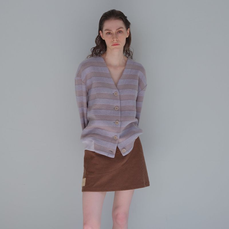 Brown Corduroy Patch Mini-Skirt